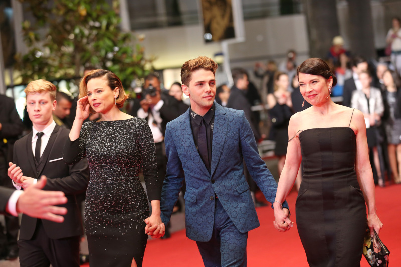 Dolan with the Mommy cast at Cannes. From left, Pilon, Suzanne Clement, Dolan and Dorval.